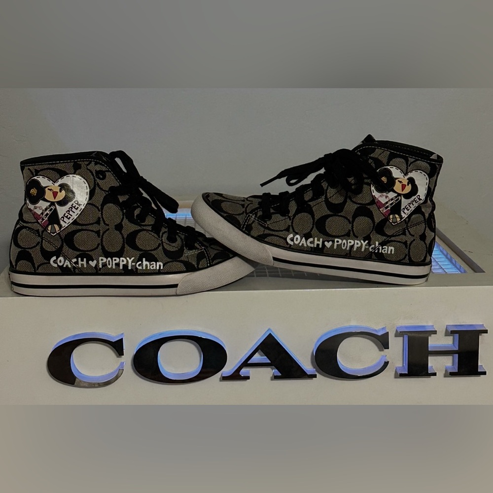 COACH POPPY CHAN PEPPER HIGH TOP SNEAKERS - Picture 11 of 11